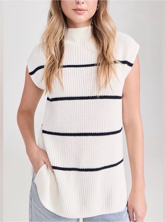 Rails Sweaters - Rails Etta ivory and navy stripes sweater vest sz M, nautical chic preppy